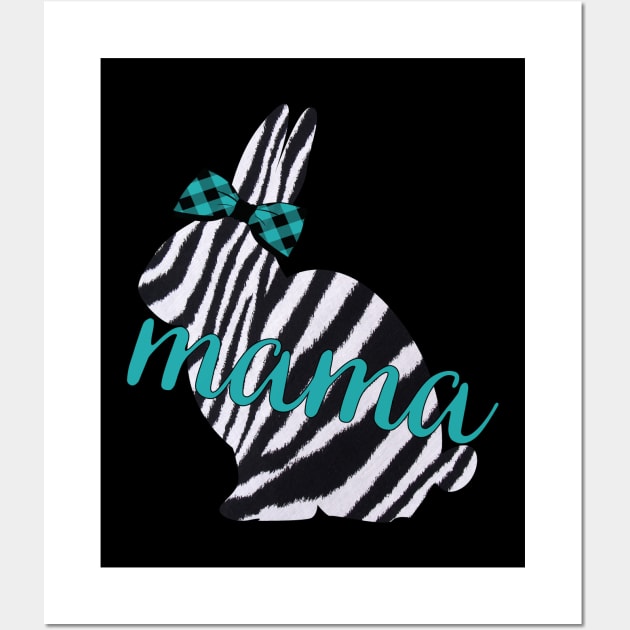 Cute Zebra Print Bunny Mama Pattern Easter Rabbit Mom Gift Wall Art by HypeProjecT